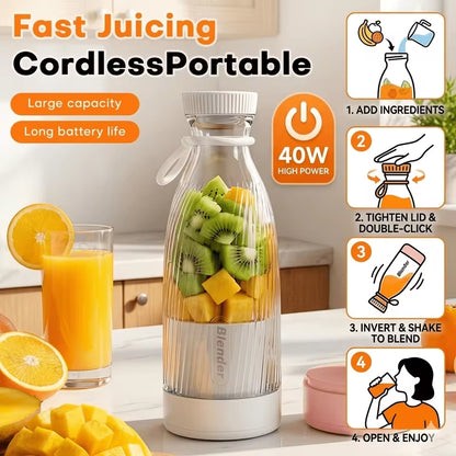 2-in-1 Portable Blender & Juicer – 500ml USB Rechargeable